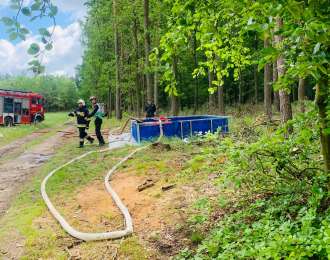 Zdjęcie aktualności Strażacy z powiatów żnińskiego i mogileńskiego wspólnie ćwiczyli gaszenie pożaru lasu